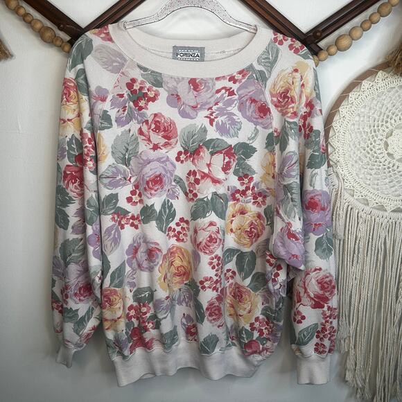 Vintage Tops - Vintage Forenza Floral Crewneck Sweatshirt